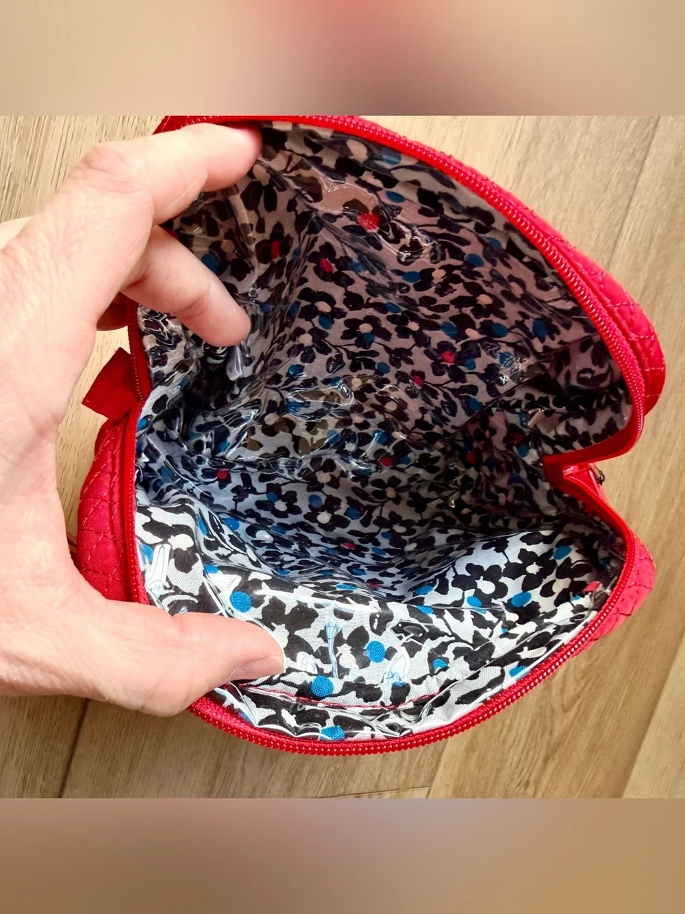 Vera Bradley Red Quilted Cosmetic Makeup Bag NWT